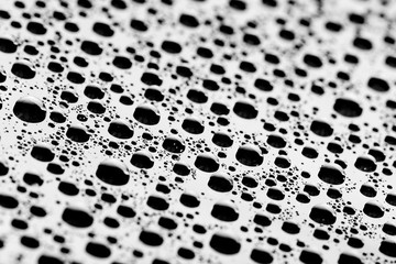 bw photo water drops of on treat water-repellent surface in macro lens shot small-DOF for screen...