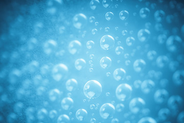Blue water drops of on treat water-repellent surface in macro lens shot small-DOF for screen...