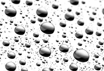 bw photo water drops of on treat water-repellent surface in macro lens shot small-DOF for screen...