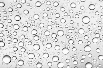 bw photo water drops of on treat water-repellent surface in macro lens shot small-DOF for screen...