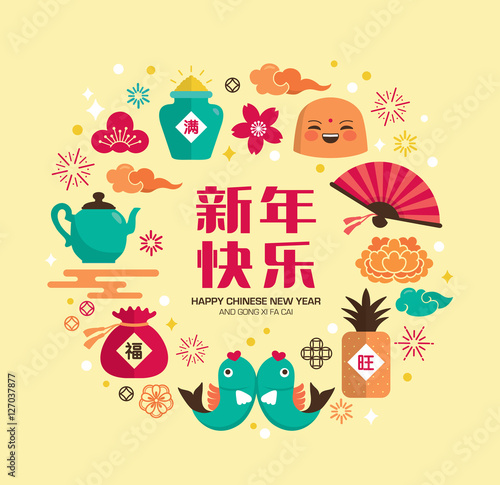 &quot;Chinese new year greeting card. Chinese wording translation: Happy new