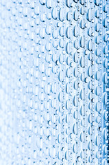 Blue water drops of on treat water-repellent surface in macro lens shot small-DOF for screen wallpapers