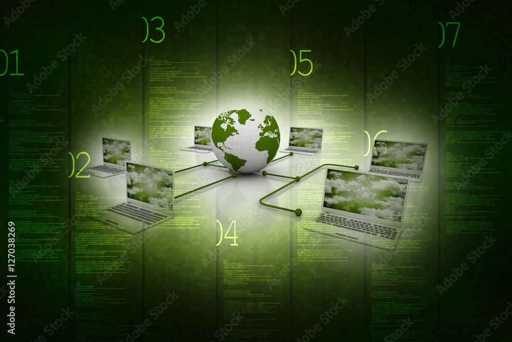 Poster computer network,3d rendering