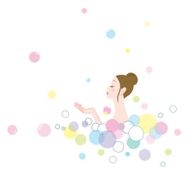 入浴でリラックスする女性　イメージ