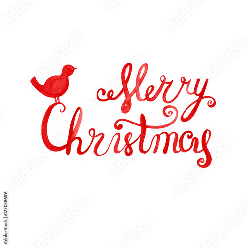 &quot;Merry Christmas watercolor calligraphy lettering sign&quot; Stockfotos und