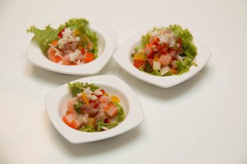 Crab stick spicy salad with vegetable