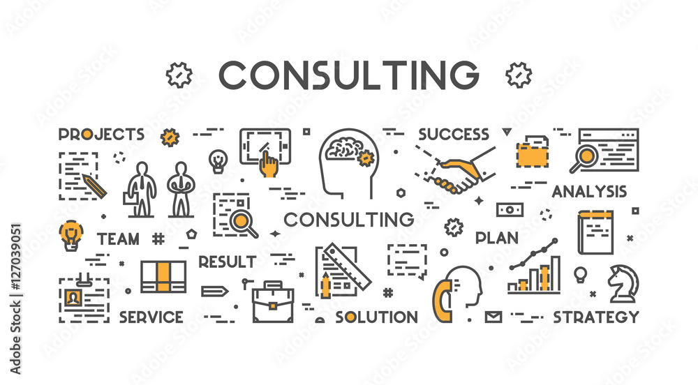 Poster vector line concept for business consulting.