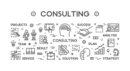 Vector line concept for business consulting.