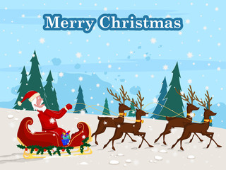 Santa in Merry Christmas holiday greeting card background