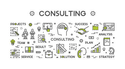 Vector line concept for business consulting