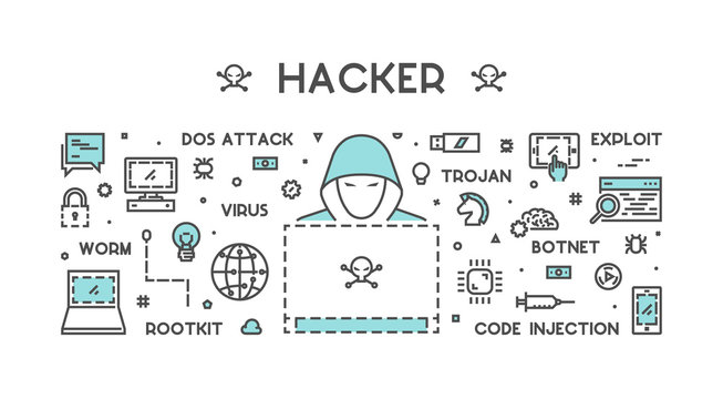 Vector concept of hacking and cyber crimes