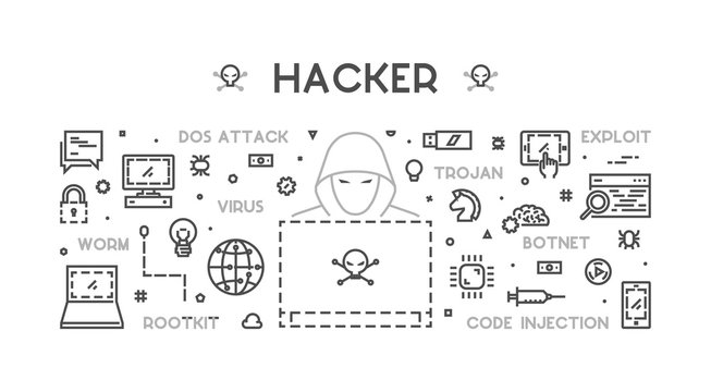 Vector concept of hacking and cyber crimes