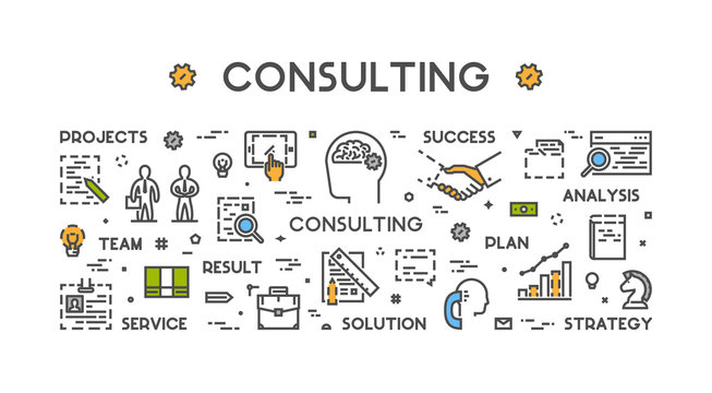 Vector line concept for business consulting