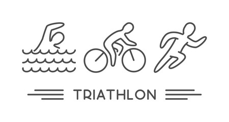 Vector line logo triathlon on white background
