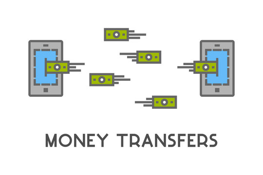 Vector line icon money transfer.