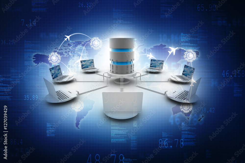 Poster computer network,3d rendering