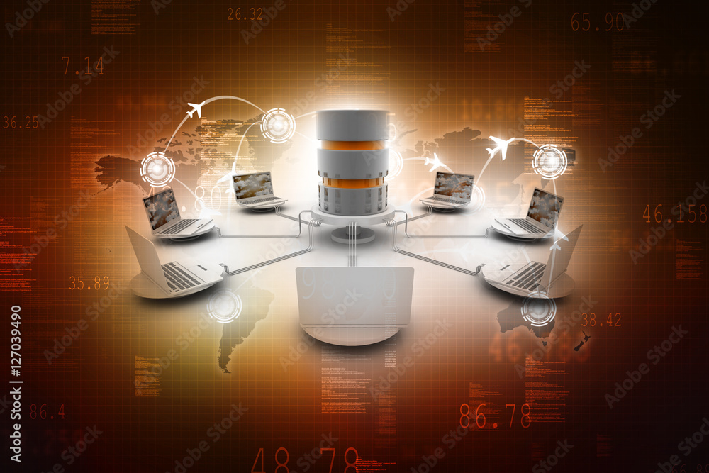 Poster computer network,3d rendering