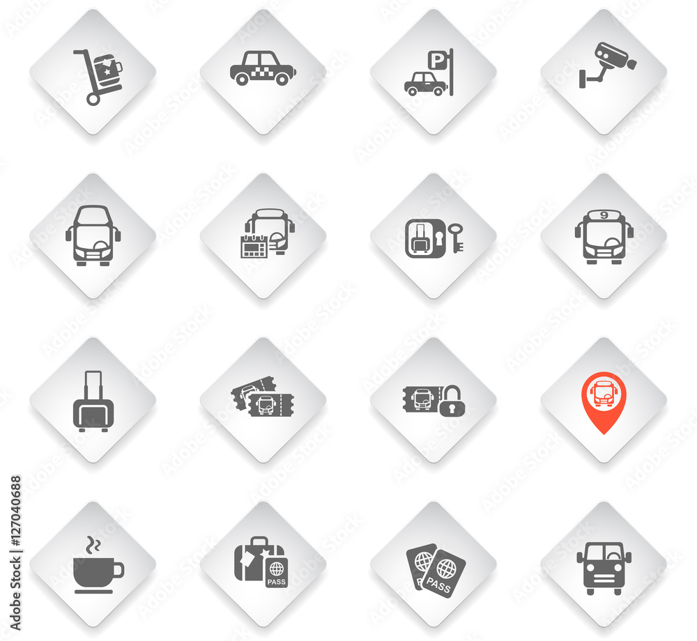 Wall mural bus station icon set