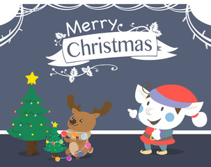 Christmas and New Year Vector greeting card