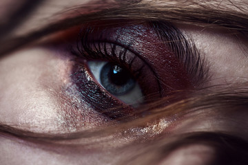 Colorful eye makeup closeup.
