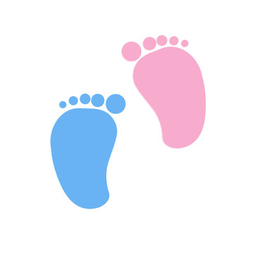 Baby footprints twin baby girl and boy vector