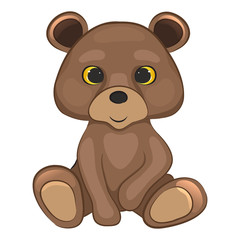 Cute cartoon bear cub. Forest animal. Isolated on a white background. Vector illustration.