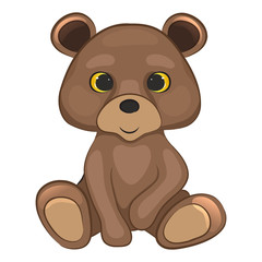 Cute cartoon bear cub. Forest animal. Isolated on a white background. Vector illustration.