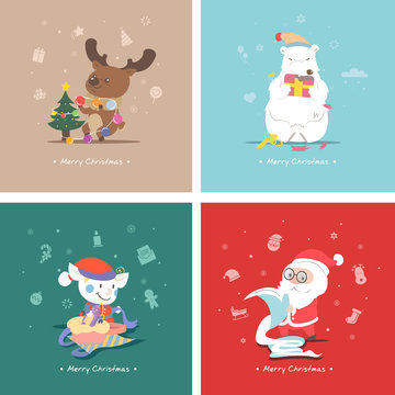Set of flat Christmas characters.