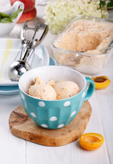 Homemade fruit apricot ice-cream in a cup
