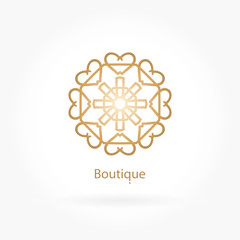 Fototapeta premium Volumetric golden big bud. Vintage. Islam, Arabic, Indian. Retro. Simple hearts.