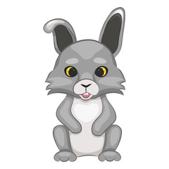 Cute cartoon rabbit cub. Forest animal. Isolated on a white background. Vector illustration.