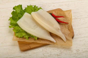 Raw squid fillet