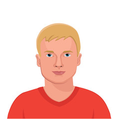 The Peoples Of The World. The Appearance Of The Peoples Of The World. Society And People. The Variety And Beauty Of The People. European Blonde Man Portrait Vector. Man's Head Isolated On White.