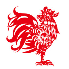 Zodiac Sign for Year of Rooster, The Chinese traditional paper-c