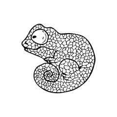 Vector illustration of doodle Chameleon. Coloring page
