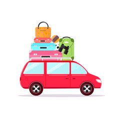 Travel Car Tourism and Vacation Together. Vector