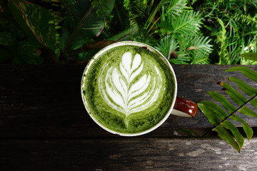 A cup of green tea matcha latte