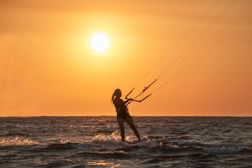 Kiting on sunset