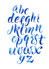 calligraphy alphabet font brush on white background