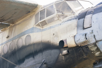 Part of a small blue and white plane