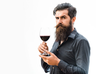 bearded man with wine