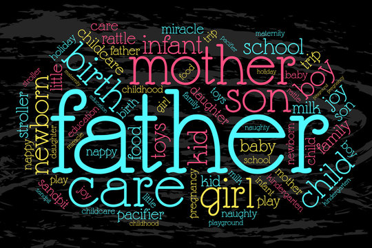 Father. Word cloud, grunge background. Family concept.