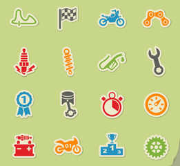 moto racing icon set