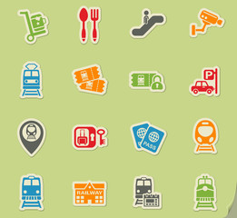 railway station icon set