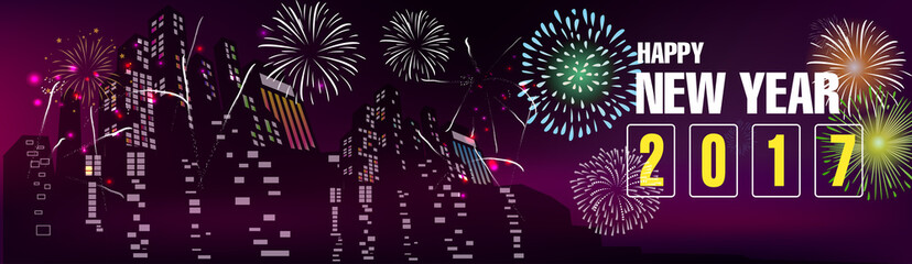 Happy new year 2017 banner and merrychristmas;