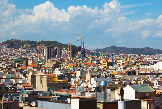  Barcelona city with Sagrada Familia  from Santa Maria del mar