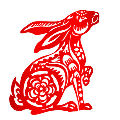 Zodiac Sign for Year of Rabbit, The Chinese traditional paper-cut art