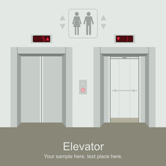 Elevator open and closed doors