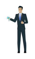 Winner Businessman Holding Medal