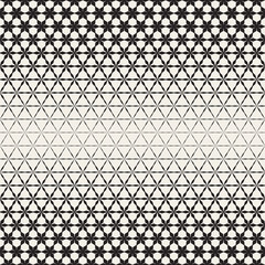 Fototapeta premium Triangular Star Shapes Halftone Lattice. Vector Seamless Black and White Pattern.